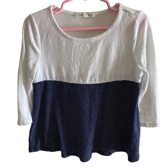 Copper Key Other - Copper Key White Blue Striped 3/4 Sleeve Soft Jersey‎ Knit Rayon Shirt Size 6